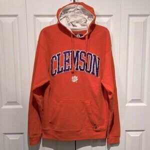 J America Mens Orange Clemson Pullover Hoodie Size M